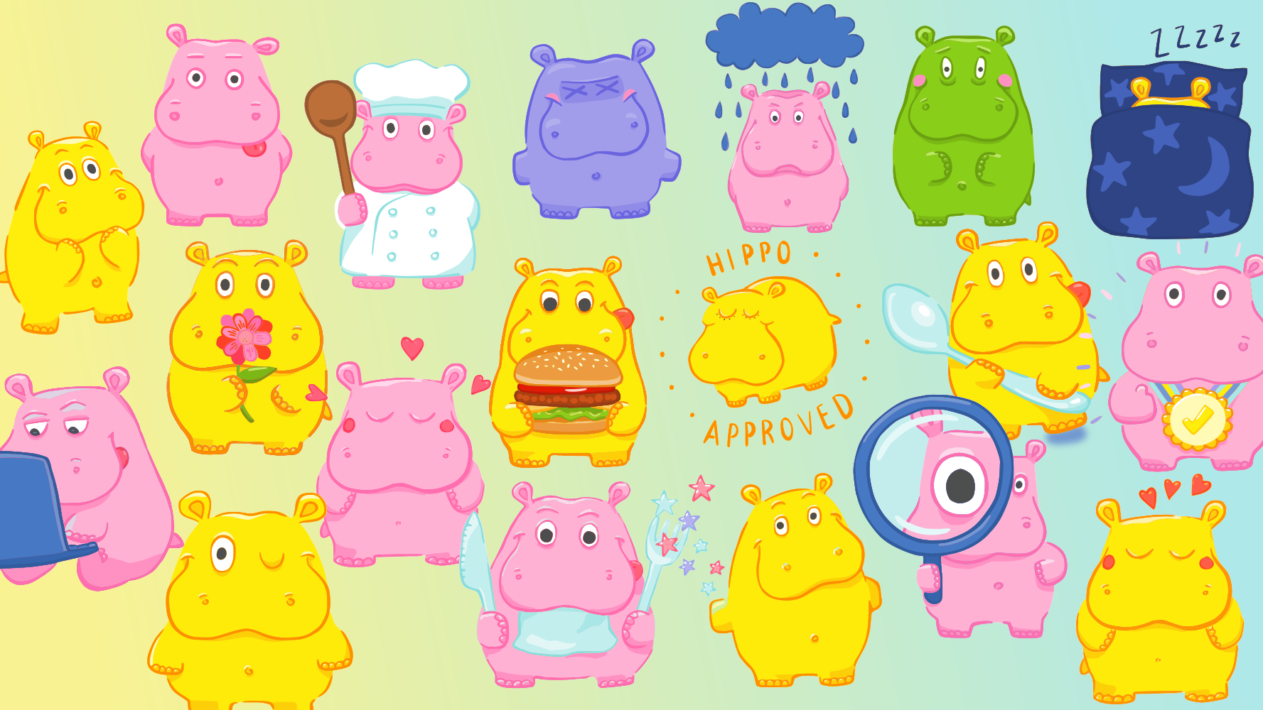 Hippo Stickers