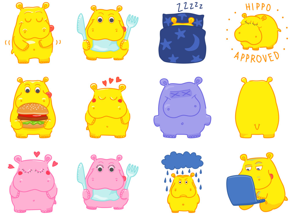 Hippo stickers